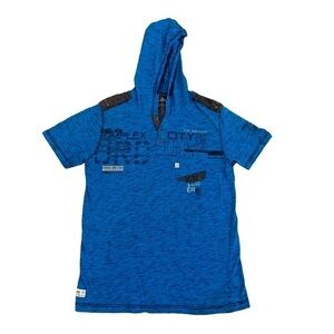 Men’s Project Raw teal shirt sleeve hoodie print writintee size medium